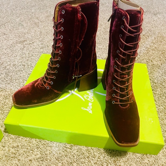 COPY - Sam Edelman Western, Brick Velvet Bootie - Picture 2 of 6